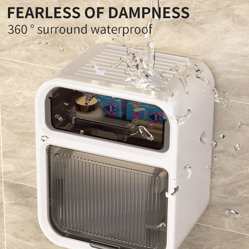 Tualetes salvešu kaste, pie sienas stiprināma ūdensnecaurlaidīga vannas istabas papīra kastīte ar perforatoru bezmaksas zīmējumu glabātuve Divslāņu plauktu piederumi