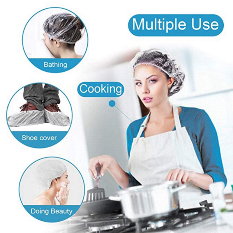 100 KOM. Velike kape za tuširanje za jednokratnu upotrebu Prozirne plastične debele vodootporne kape za kupanje za tretman kose Hotelsko putovanje Spa salon