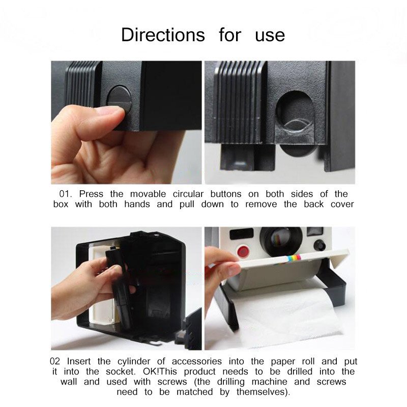 Radošs Retro kameras tualetes papīra turētājs jauks plastmasas ruļļa turētājs pie sienas stiprināms sanitāro salvešu kastītes vannas istabas piederumi