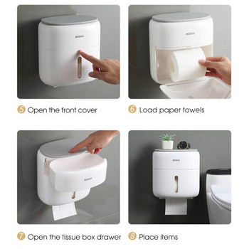 GURET Επιτοίχια Αδιάβροχη θήκη για χαρτί υγείας Ράφι Πολυλειτουργικό κουτί αποθήκευσης για χαρτί υγείας Αξεσουάρ τουαλέτας μπάνιου