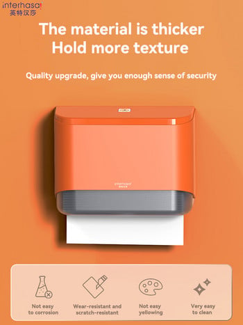 interhasa! Дозатор за кърпички Безплатна монтирана на стена кутия за кърпички Тоалетна Държач за тоалетна хартия Дозатор за хартия за баня