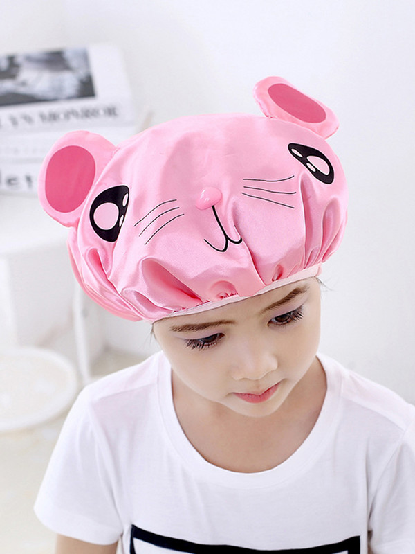 Karikatūras dušas cepure dubultslāņa radošie modeļi ūdensizturīgs satīns gudrs mazgāšanas vāciņš Bērnu vannas vāciņš galvas vāciņš dušas vāciņš Jauns