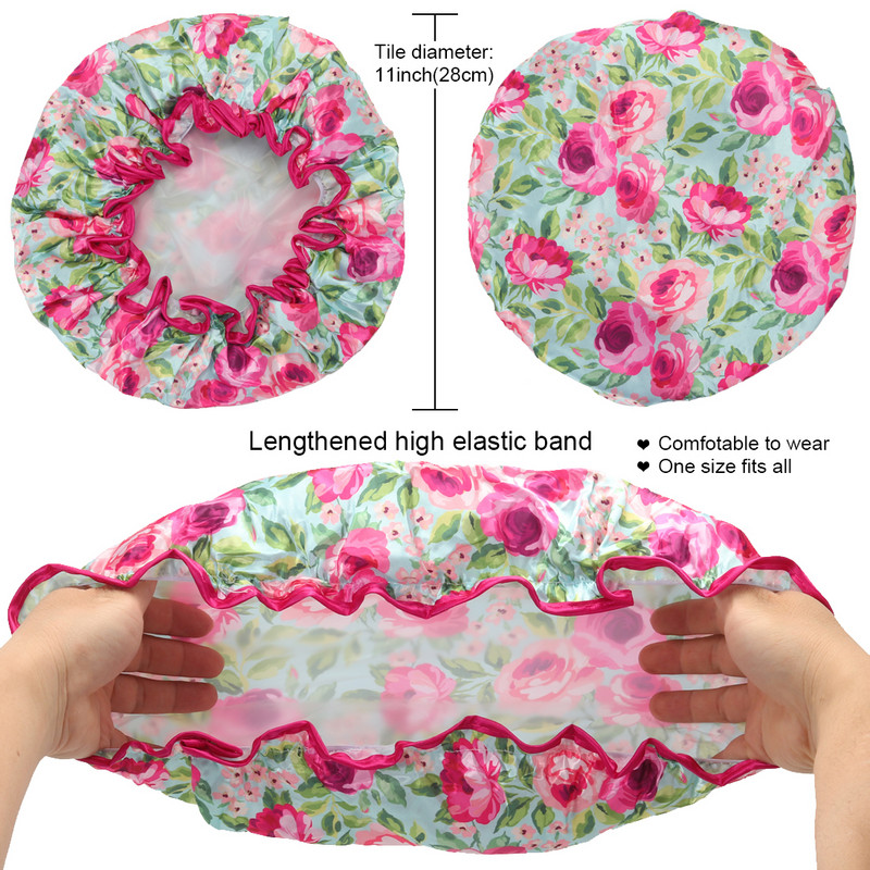 Ūdensnecaurlaidīga dušas cepure, elastīga atkārtoti lietojama vannas matu cepure, liela sieviešu dušas cepure, atkārtoti lietojama matu cepure, skaistumkopšanas salona spa dušas cepures