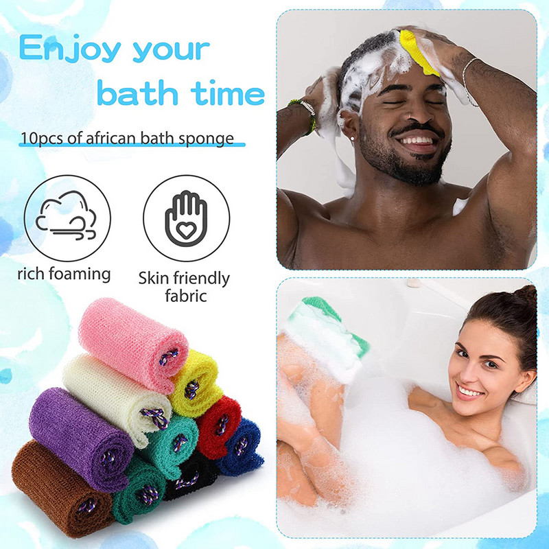 African Net Duga mreža za kupanje Spužva za piling za tuširanje Piling za tijelo Piling za leđa Zaglađivanje kože za svakodnevnu upotrebu ili čarape