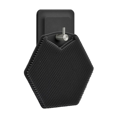 Juodas moterų/vyrų/vaikų vonios šepetys Daugiakampis silikoninis vonios šepetėlis Nešiojamas prie sienos tvirtinamas silikoninis šampūno šepetėlis vonios šepetys