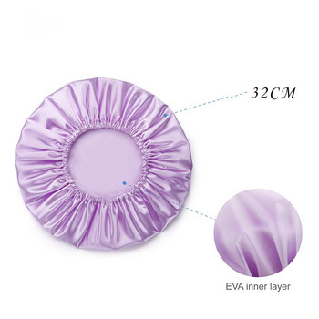 Шапка за душ Шапки за многократна употреба Двуслойни дълъг косъм Премиум разкошен копринен сатен Водоустойчиви изключително големи