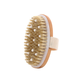 Wet Dry Skin Body Brush Natural Pig Bristles Dry Skin Exfoliating Body Massage Cleaning SPA Tool for Cellulite Lymphatic Drainag