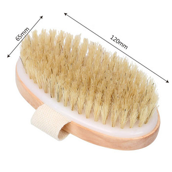 Wet Dry Skin Body Brush Natural Pig Bristles Dry Skin Exfoliating Body Massage Cleaning SPA Tool for Cellulite Lymphatic Drainag