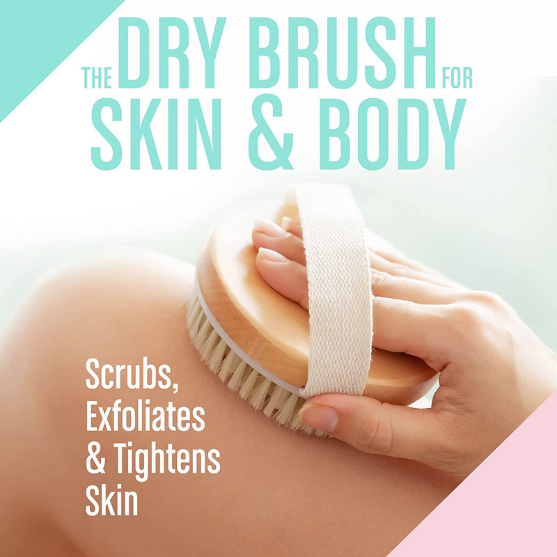 Mitrās, sausas ādas ķermeņa suka ar dabīgiem cūku sariem, sausai ādai pīlinga ķermeņa masāžas tīrīšanas SPA rīks celulīta limfodrenāžai