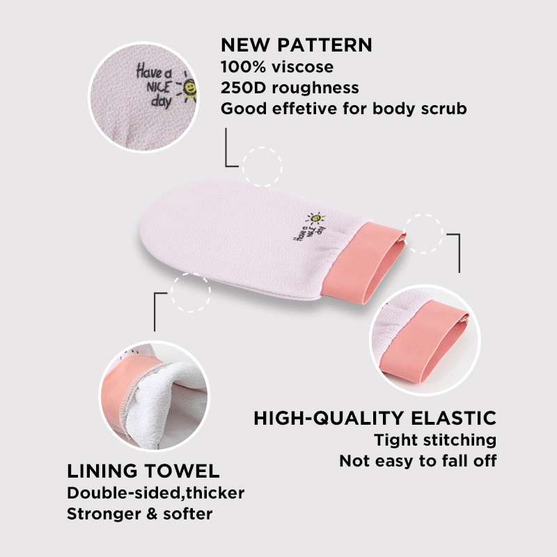 Hammam pīlinga skrubja cimdi ķermenim Divpusēji mīksti, noņemt atmirušo ādu Mitt Vannas istabas ķermeņa pīlinga sīkrīki tīrīšanas rīki