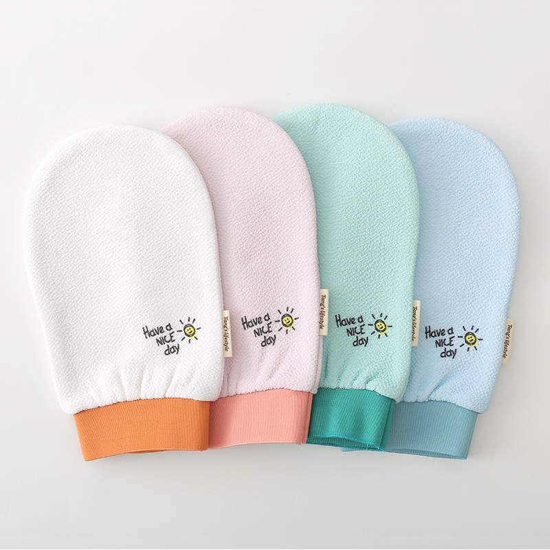 Hammam pīlinga skrubja cimdi ķermenim Divpusēji mīksti, noņemt atmirušo ādu Mitt Vannas istabas ķermeņa pīlinga sīkrīki tīrīšanas rīki