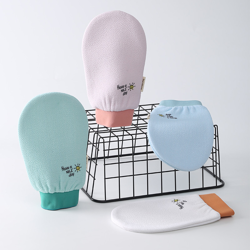 Hammam pīlinga skrubja cimdi ķermenim Divpusēji mīksti, noņemt atmirušo ādu Mitt Vannas istabas ķermeņa pīlinga sīkrīki tīrīšanas rīki