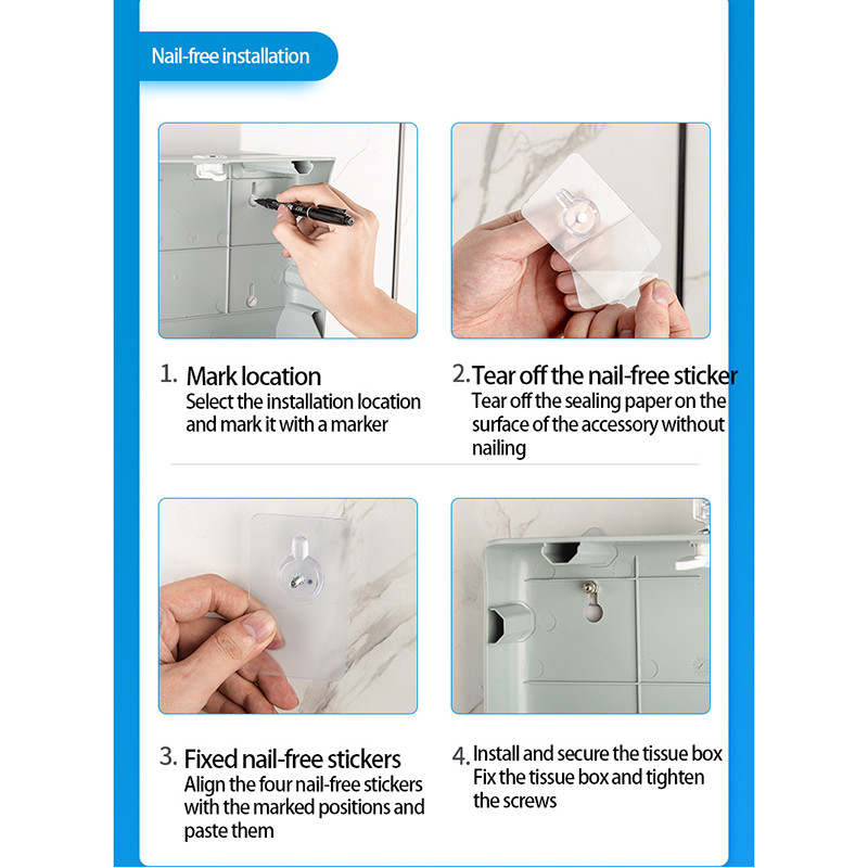 Vonios servetėlių dozatorius Ant sienos montuojamas popierinių rankšluosčių laikiklis Punch Nemokamas rankšluosčių dozatorius, skirtas virtuvės tualetinio popieriaus laikikliui