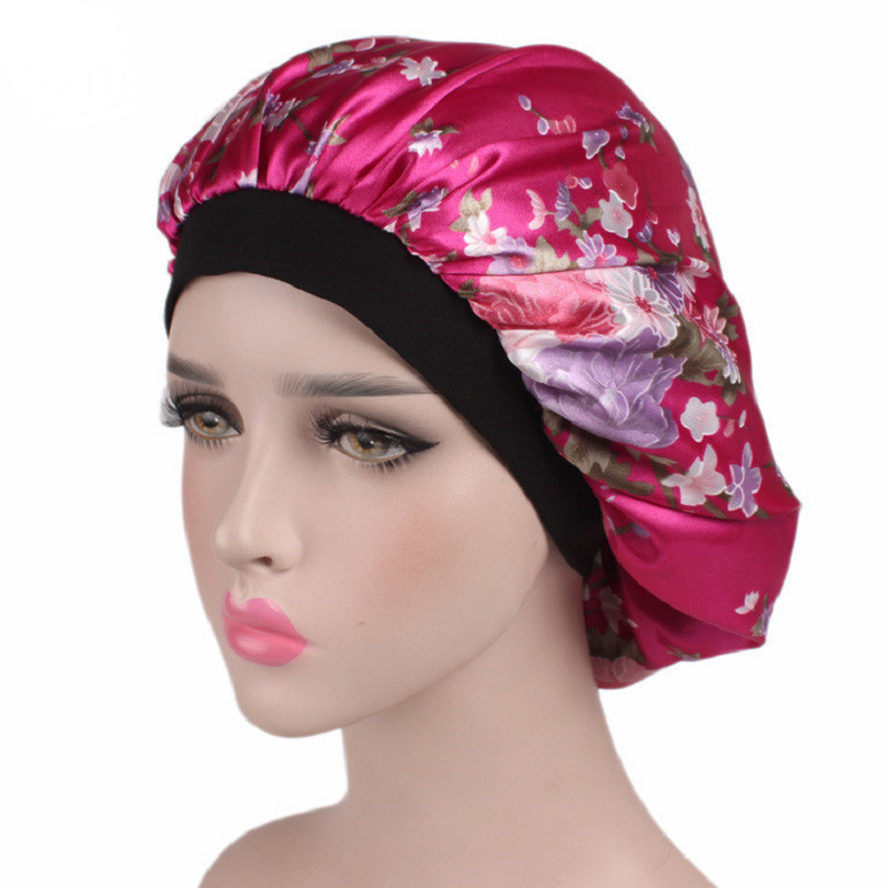 Matu satīna pārsegs guļošai dušas vāciņam Zīda motora pārsegs sieviešu nakts miega vāciņa galvas vāks, plata elastīga josla