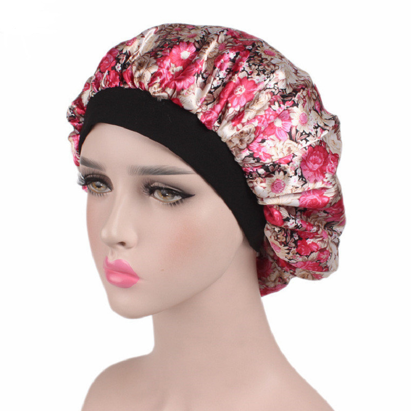 Matu satīna pārsegs guļošai dušas vāciņam Zīda motora pārsegs sieviešu nakts miega vāciņa galvas vāks, plata elastīga josla