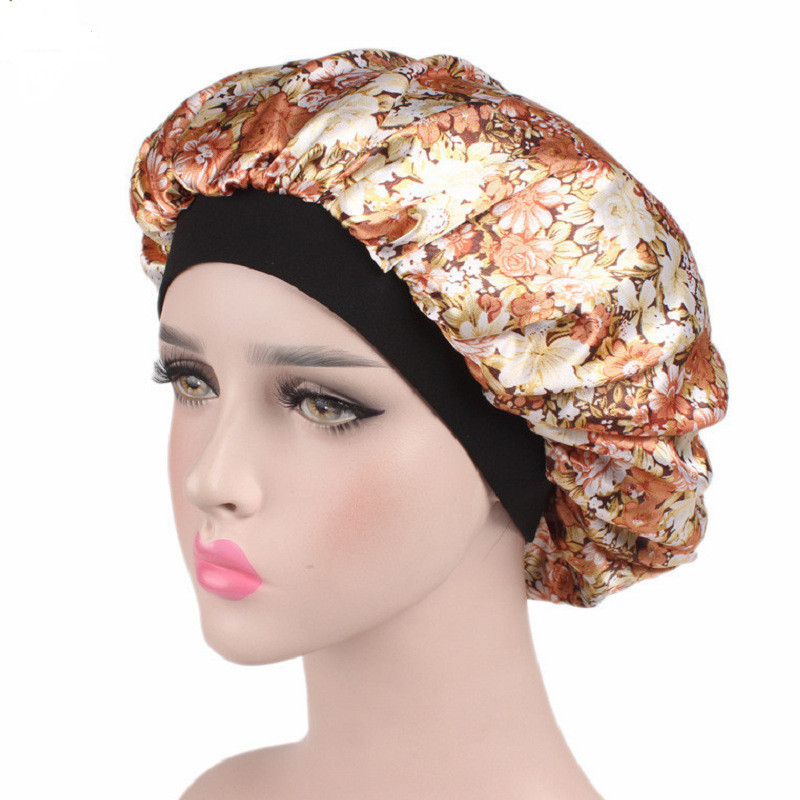 Matu satīna pārsegs guļošai dušas vāciņam Zīda motora pārsegs sieviešu nakts miega vāciņa galvas vāks, plata elastīga josla