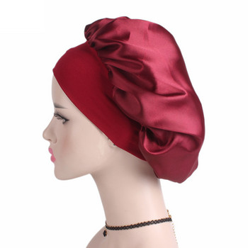 Προσαρμογή Καπέλο Styling Hair Styling Satin Bonnet με φαρδύ γείσο υψηλής ελαστικής κεφαλής με νυχτερινό καπέλο Γυναικείο καπέλο για τον ύπνο Καπέλο περιποίησης μαλλιών