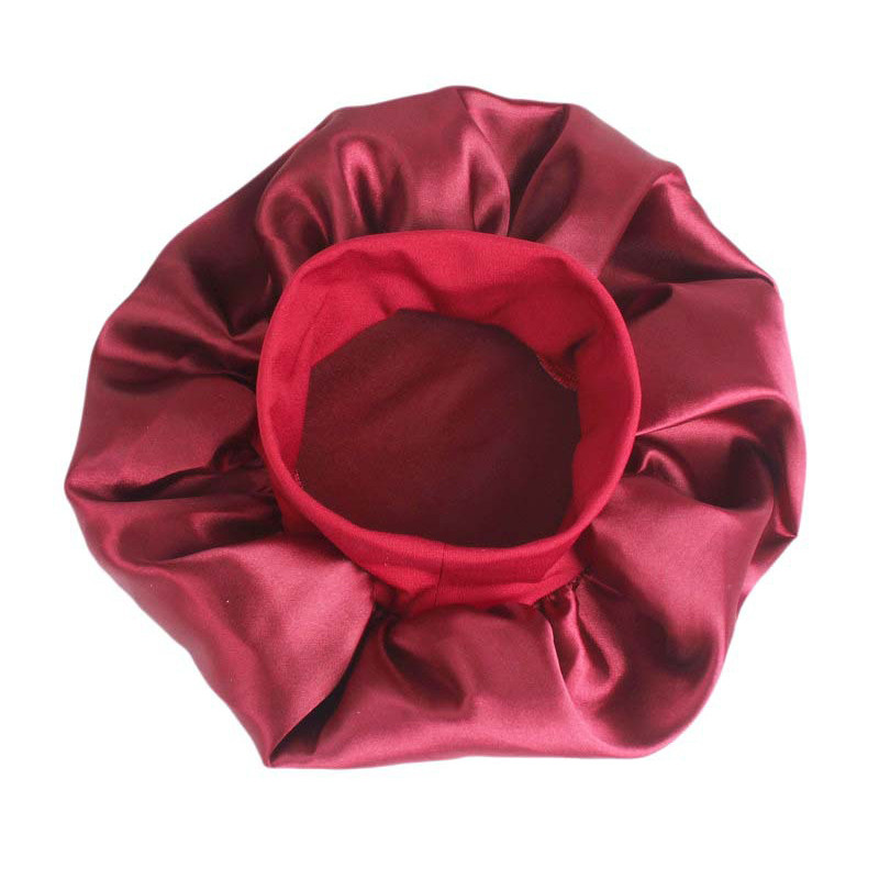 Adjust Solid Satin Bonnet Hajformázó sapka Széles karimájú, magas elasztikus fejpánt éjszakai sapkával Női hálósapka Hajápoló sapka