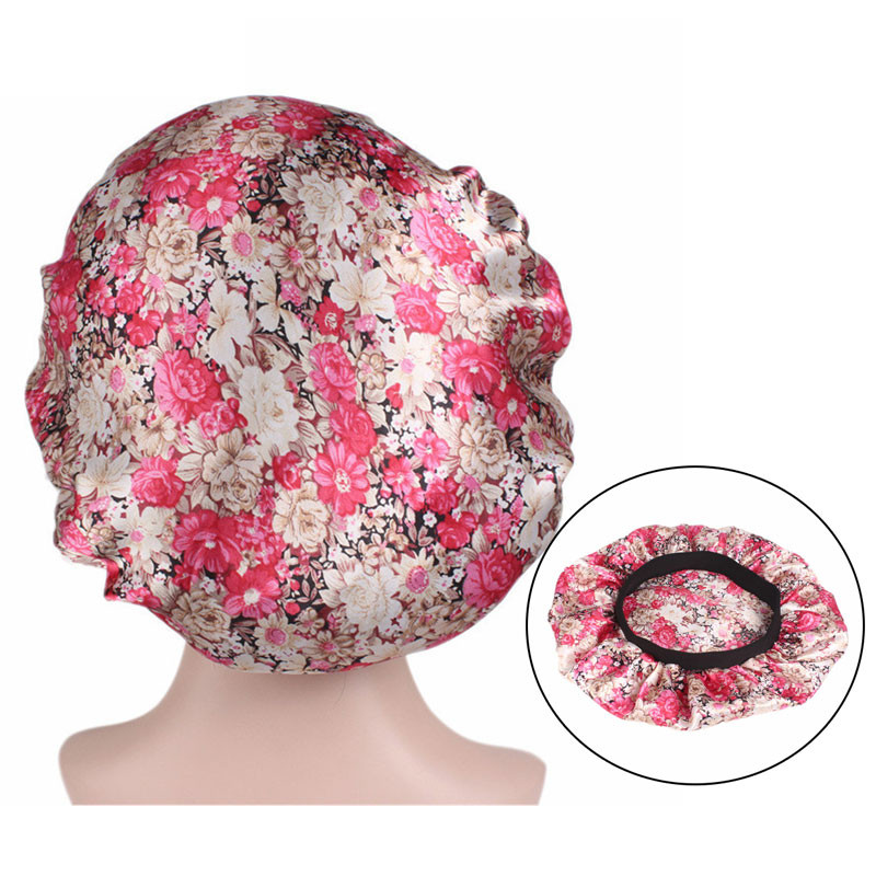 Jauki sieviešu, satīna guļamcepure ar ziedu/leoparda salonu bonnets nakts cepure elastīga josla matu izkrišanas ķīmijas cepures, nakts miega galvas vāks