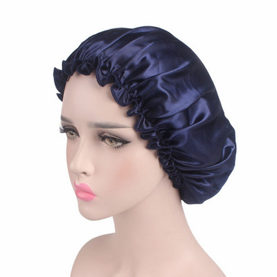 Satīna matu cepure Bonnet Night Sleep Cap Sieviešu dušas cepure Femme Zīda garo matu cepure Cepure vannai Unisex matu pārsegi