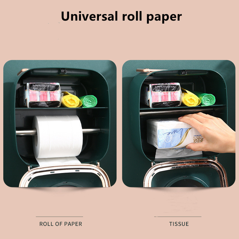 Tualetes papīra turētājs, salvešu uzglabāšanas kaste, vannas istabas piederumi, sienas vannas istabas plaukts bez perforatora, roku dvieļu uzglabāšana