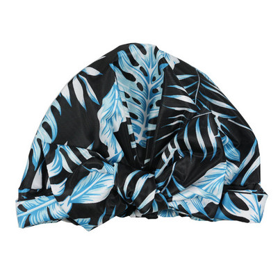 Sieviešu vīriešu dušas cepure Ūdensizturīgs elastīgs bants mezgls melns, balts svītrains dušas cepure Sieviešu guļamcepure nakts vāciņš