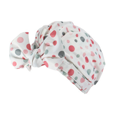 Sieviešu vīriešu dušas cepure Ūdensizturīgs elastīgs bants mezgls melns, balts svītrains dušas cepure Sieviešu guļamcepure nakts vāciņš