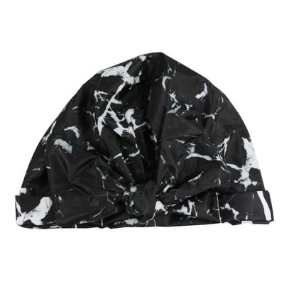 Sieviešu vīriešu dušas cepure Ūdensizturīgs elastīgs bants mezgls melns, balts svītrains dušas cepure Sieviešu guļamcepure nakts vāciņš