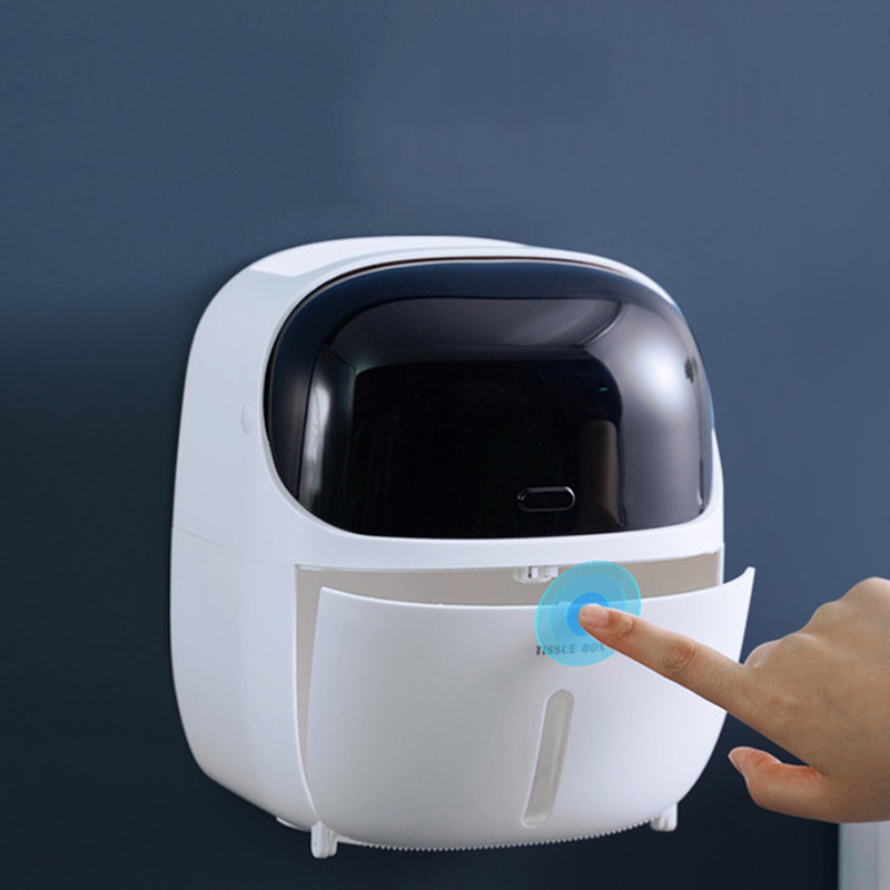 Creative tualetes papīra turētājs Ūdensnecaurlaidīgs turētājs tualetes papīram Vannas istabas tualetes papīra uzglabāšanas kaste Tualetes ruļļa turētāja robota forma