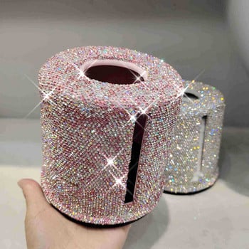 Πολυτελής θήκη χαρτομάντηλου Tissue Box Bling Diamond στρογγυλή χαρτοπετσέτα Dispenser Ρολό Θήκη χαρτιού υγείας Home Αξεσουάρ Τουαλέτας baño