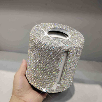 Πολυτελής θήκη χαρτομάντηλου Tissue Box Bling Diamond στρογγυλή χαρτοπετσέτα Dispenser Ρολό Θήκη χαρτιού υγείας Home Αξεσουάρ Τουαλέτας baño