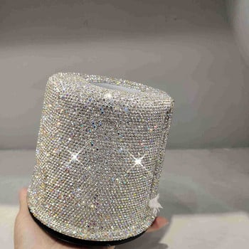 Πολυτελής θήκη χαρτομάντηλου Tissue Box Bling Diamond στρογγυλή χαρτοπετσέτα Dispenser Ρολό Θήκη χαρτιού υγείας Home Αξεσουάρ Τουαλέτας baño