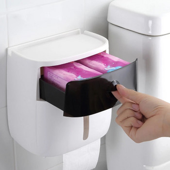 Αδιάβροχη θήκη χαρτιού υγείας Πλαστική χάρτινη θήκη για πετσέτες τοίχου Κουτί αποθήκευσης ράφι μπάνιου Φορητή βάση για ρολό τουαλέτας