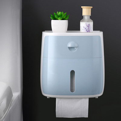 Veekindel WC-paberi hoidik Plastikust paberrätikute hoidik Seinale paigaldatav vannitoariiul hoiukarp Kaasaskantav tualettpaberirulli hoidik