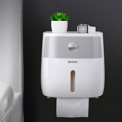Veekindel WC-paberi hoidik Plastikust paberrätikute hoidik Seinale paigaldatav vannitoariiul hoiukarp Kaasaskantav tualettpaberirulli hoidik