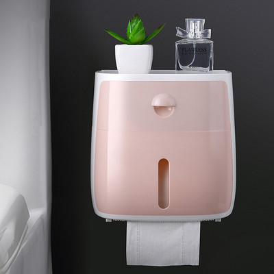 Veekindel WC-paberi hoidik Plastikust paberrätikute hoidik Seinale paigaldatav vannitoariiul hoiukarp Kaasaskantav tualettpaberirulli hoidik