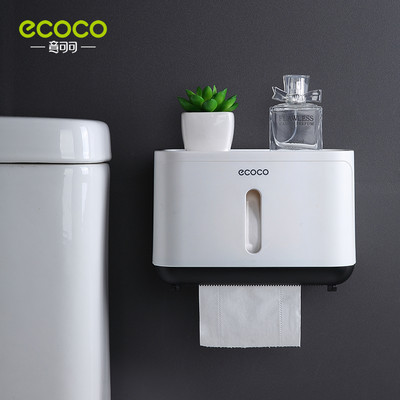 ECOCO pie sienas piestiprināma papīra dvieļu kastīte ūdensizturīga un dizaina vannas istabas aksesuāri plauktu papīra dvieļu kastes integrācijas dizains