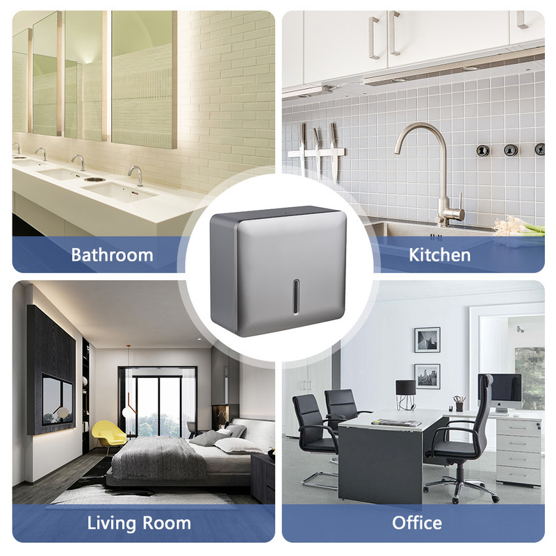 Sienas papīra dvieļu dozators Daudzkārt saliekams roku dvieļu salvešu turētājs ar atslēgas slēdzeni vannas istabai virtuvei guļamistabai