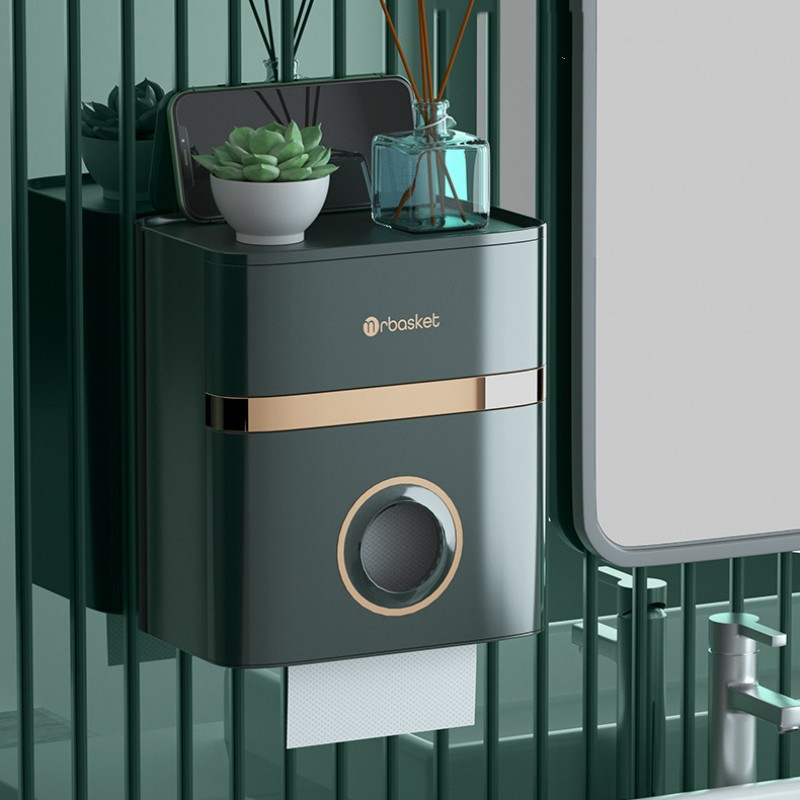 Tualetes papīra turētāja konteinera salvešu kaste Ūdensizturīga pie sienas stiprināma tualetes papīra ruļļa plaukts Vannas istabas organizatora piederumi