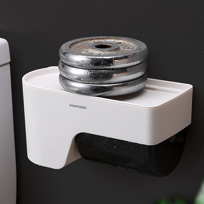 BAISPO pārnēsājamais tualetes papīra turētājs, ūdensnecaurlaidīgs uzglabāšanas kaste, pie sienas stiprināms rullīšu papīra dozators tualetes vannas istabas piederumu komplektam