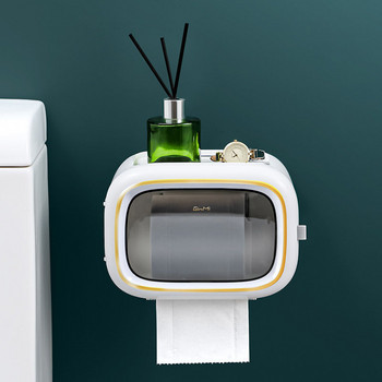 Диспенсер за тишу хартия Поставка за тоалетна хартия Кутия за тоалетна тишу Монтирана на стена Лампа за съхранение без перфорация Луксозна водоустойчива от висок клас