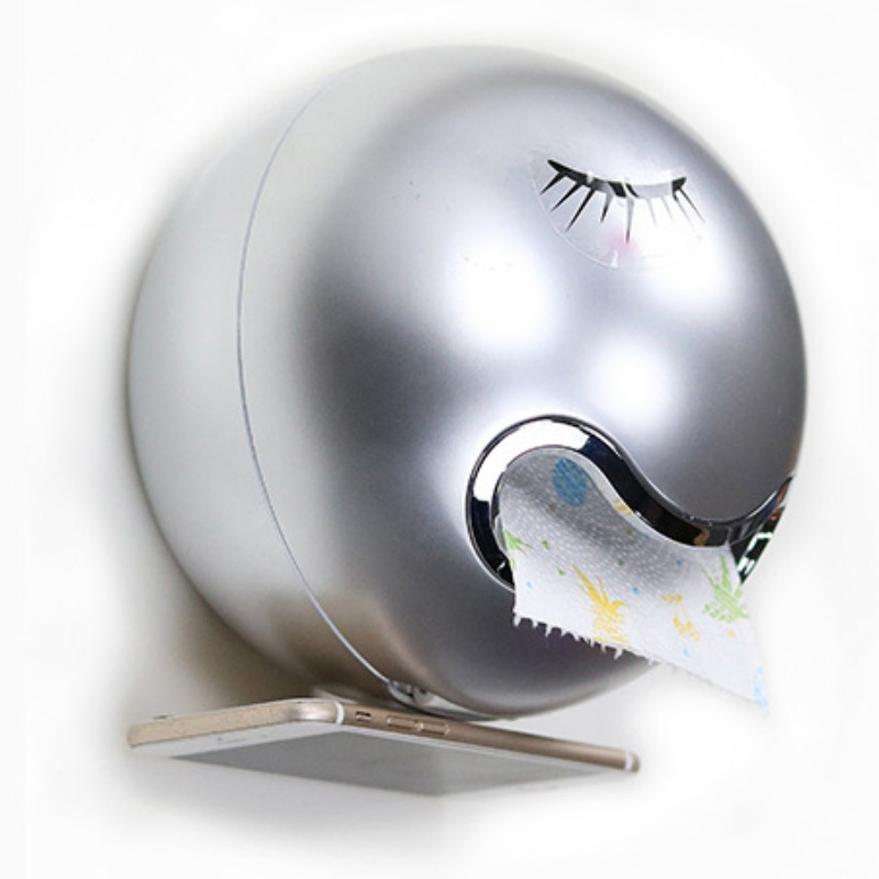 Pie sienas piestiprināts apaļš tualetes papīra turētājs Radošs ūdensnecaurlaidīgs magnētiskais apakšējais mājas vannas istabas smaids tualetes rullīša papīra organizatora kaste