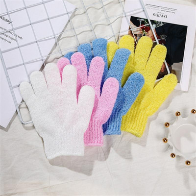 Ръкавици за баня с пет пръста Домакинска кърпа за душ Скраб за измиване на тяло Ексфолираща ръкавица Устойчивост на хлъзгане Почистващи ръкавици за къпане