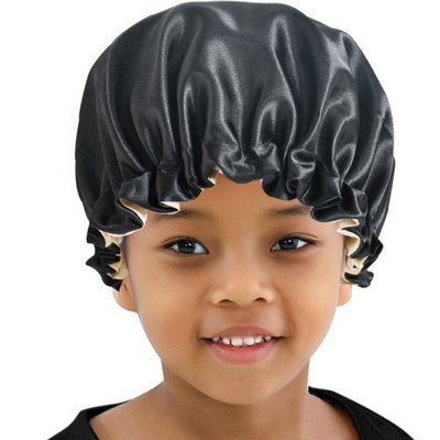 Zīda satīna bonnets matu ietīšanas vāciņš miega cepurei guļamajai nakts regulējamai medmāsas cepurei ar oderējumu ar elastīgu joslu sievietēm, bērniem