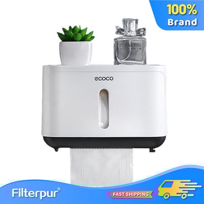 Filterpur 360° vodootporan držač toaletnog papira, dozator kutije za maramice, veliki organizator za pohranu, poluautomatska polica za pohranu bez bušenja