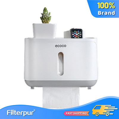 Filterpur 360° vodootporan držač toaletnog papira, dozator kutije za maramice, veliki organizator za pohranu, poluautomatska polica za pohranu bez bušenja