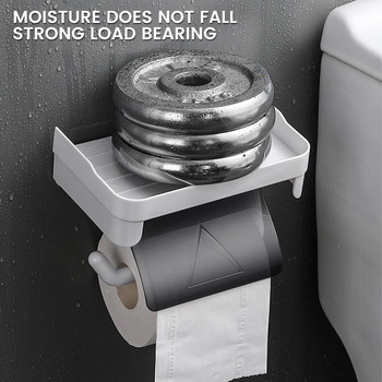 Монтиране на стена Държач за тоалетна хартия Държач за телефон Рафт Самозалепващ се перфоратор от неръждаема стомана Аксесоар за кухненска хартия