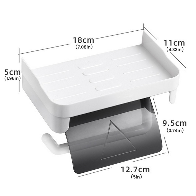 Sienas tualetes papīra turētājs Tālruņa turētājs plaukts Nerūsējošais tērauds Pašlīmējošs perforators Virtuves rullopapīra piederums