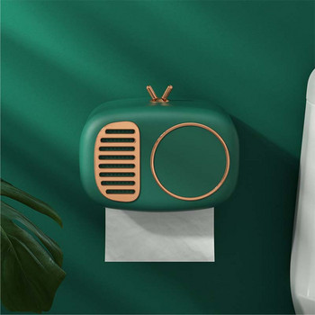 Ретро радио модел Държач за ролка тоалетна хартия Кутия за кърпички Монтирана на стена Водоустойчива тава Ролка тръба Стойка за хартия Калъф Продукт за баня