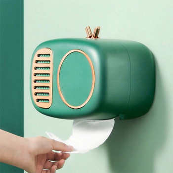 Ретро радио модел Държач за ролка тоалетна хартия Кутия за кърпички Монтирана на стена Водоустойчива тава Ролка тръба Стойка за хартия Калъф Продукт за баня
